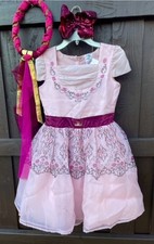 DISNEY STORE DRESS COLLECTION 3 PC PRINCESS AURORA SZ 11-12 W/ HEADPIECE  BOW