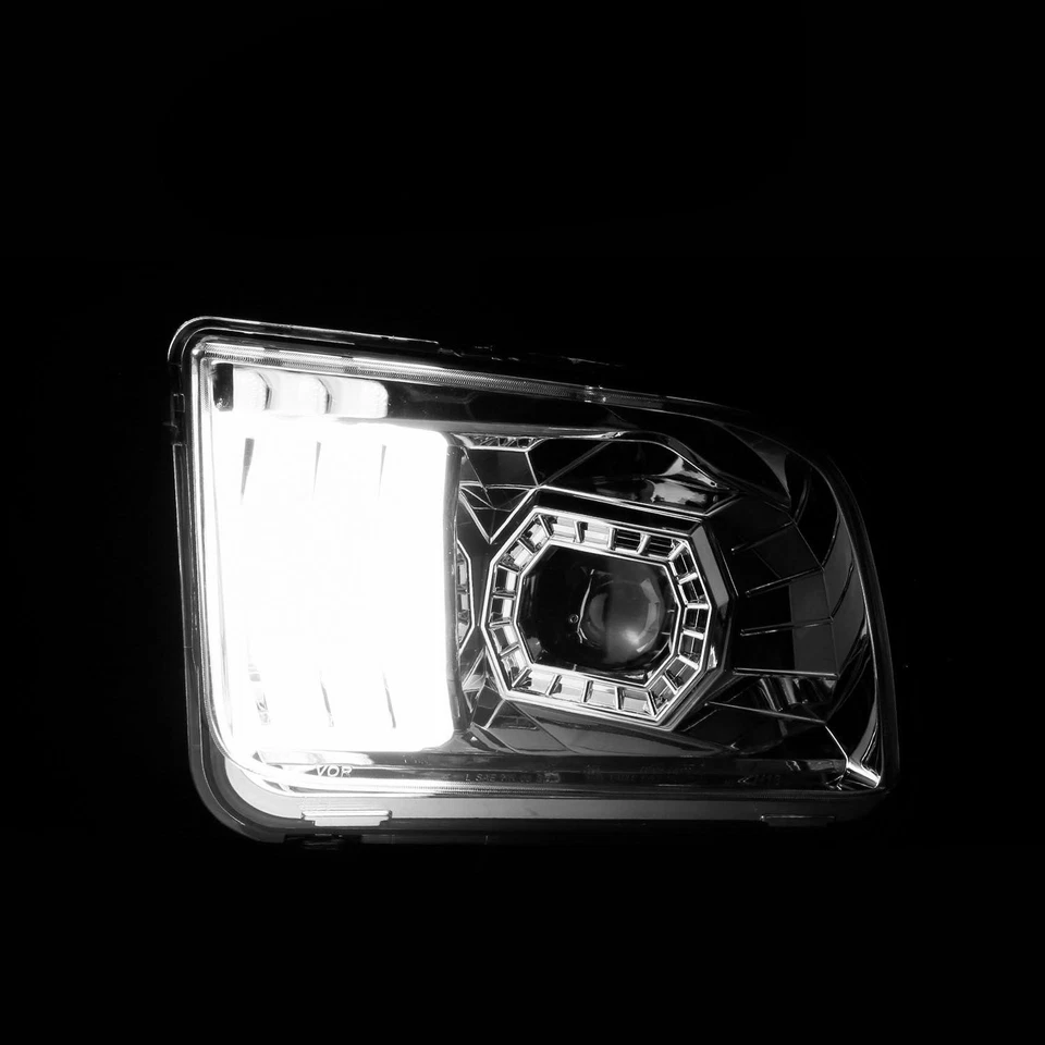 For Ford Mustang 05-09 Headlights Driver & Passenger Side Chrome LED U-Bar Foto 4 de 4