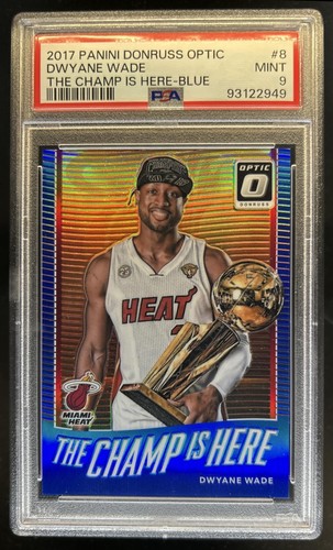 2017-18 Panini Donruss Optic Dwyane Wade The Champ is Here Blue #/49 Heat PSA 9
