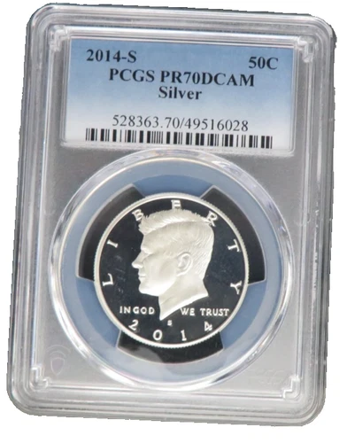 PERFECT 2014 S SILVER  KENNEDY PCGS  PR 70 DCAM LOW MINTAGE LOW POP BLUE LABEL