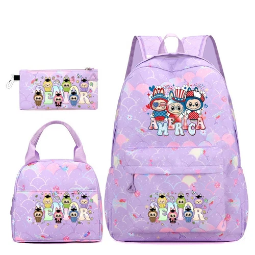 2025 Labub- 3pc/set Back Pack Back To School Bag Rucksack Pencil Case Lunch Bag - Picture 23 of 25