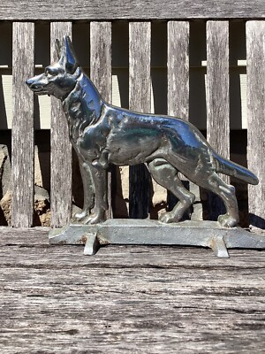 Vintage Polished Cast Iron German Shepherd Door Stop