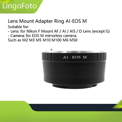 Lens Mount Adapter AI-EOS M for Nikon F Mount Lens to EF-M EOS M100 M10 M6 Cam