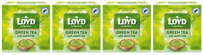 4 LOYD GREEN TEA with MATCHA Tea Boxes Exclusive Selection (80 servings total)