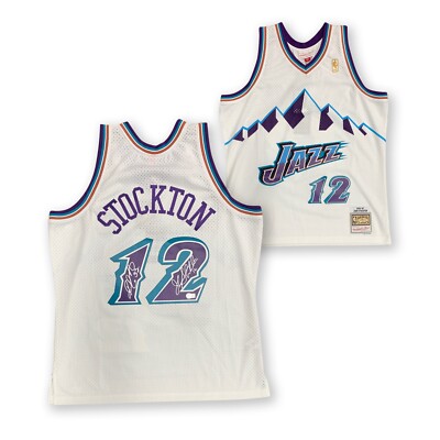 John Stockton Karl Malone Autographed Utah Jazz Mitchell Ness Jersey  Beckett C