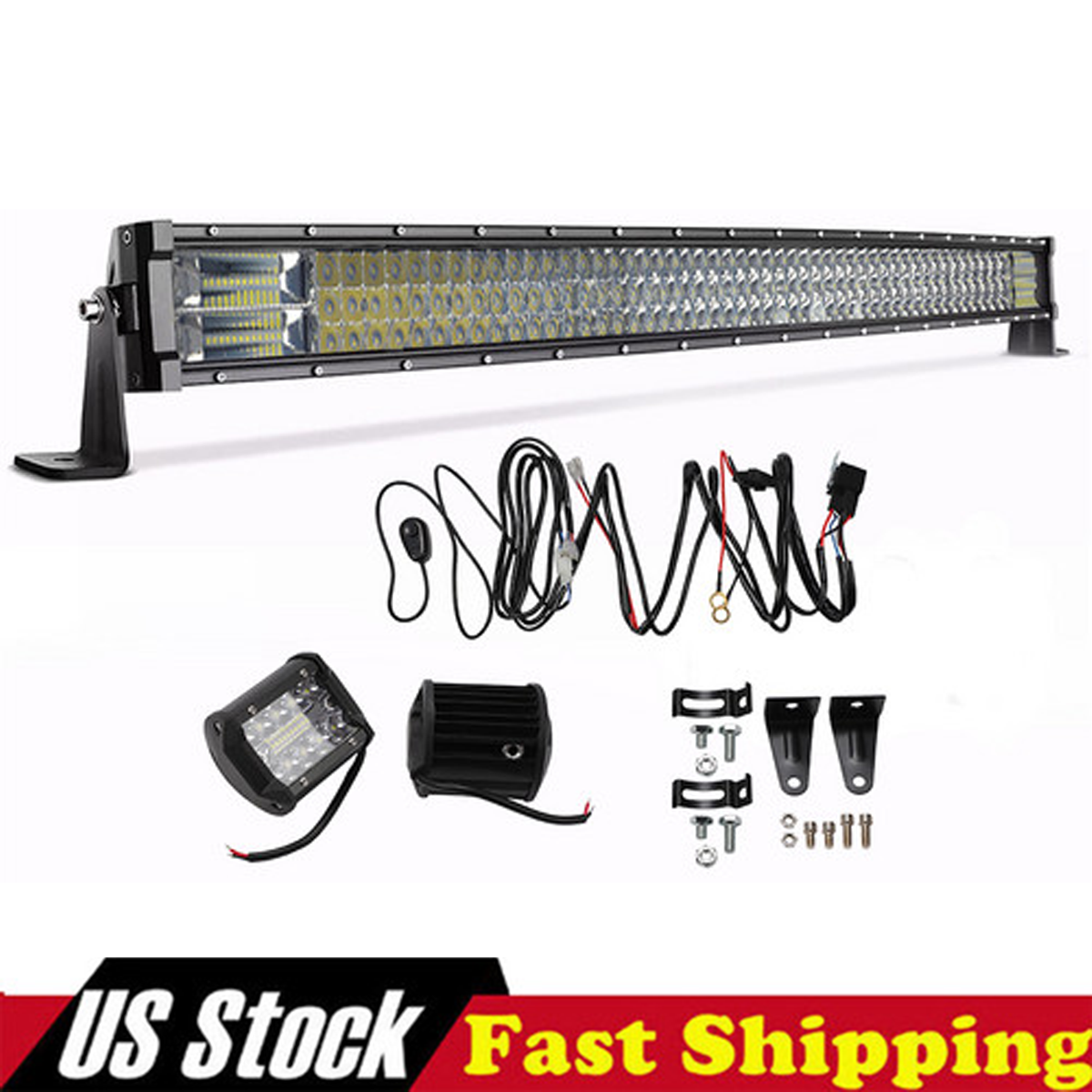 Straight 42inch Led Light Bar W/Fog Light&Harness for Off Road Car SUV Jeep 4x4