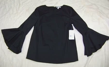 Women's Halston Pullover Black Top - Bell Sleeves - XS - New with Tags