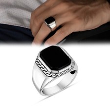Solid 925 Sterling Silver Black Onyx Stone Men's Ring All Size      TR748