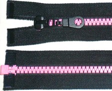 18"/46CMS BLACK PEX ZIP WITH NEON PINK CHUNKY TEETH, PLASTIC OPEN END NUMB 6