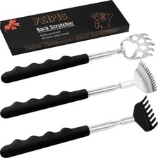 3 Pack Different Back Scratcher Metal Portable Telescoping with Rubber Handles