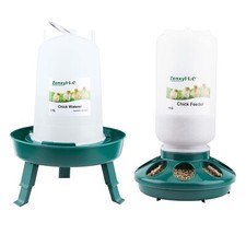 Set Mangiatoia e Abbeveratoio per Galline e Pollame 1.5L con Altezza Regolabile