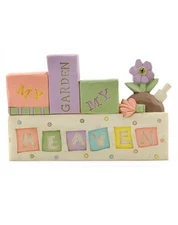 MY GARDEN MY HEAVEN Figurine Block Home Decor Blossom Bucket Resin Gardner Gift