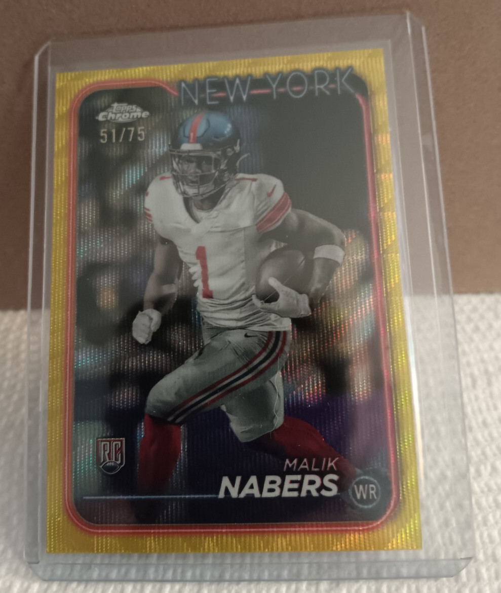 2024 Topps Chrome - Malik Nabers Yellow Geometric RC 5/75 #205