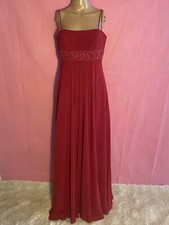 David Bridal Strappy Crisscross Long Red Beaded Dress Sz- 6
