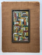 FLORENCE HELFMAN ABSTRACT MID CENTURY VINTAGE LISTED RARE ANTIQUE PAINTING