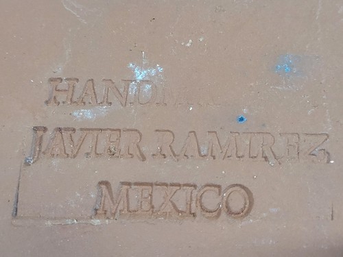 Handmade Tile Wall Plaque Mexico Javier Ramirez Stamped 3.5" Square - Picture 4 of 5