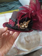 Renaissance Hat Maroon And Black Feathers
