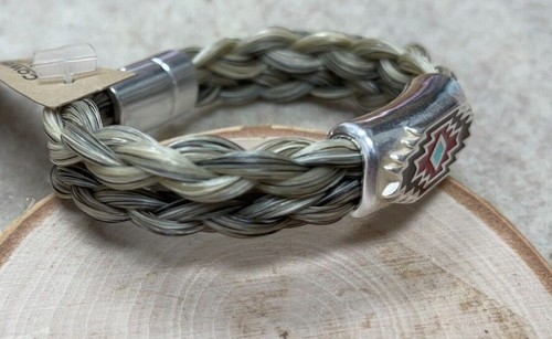 Pulsera de puño trenzado de pelo de caballo Chama Aztec Cowboy Coleccionables - Imagen 21 de 31