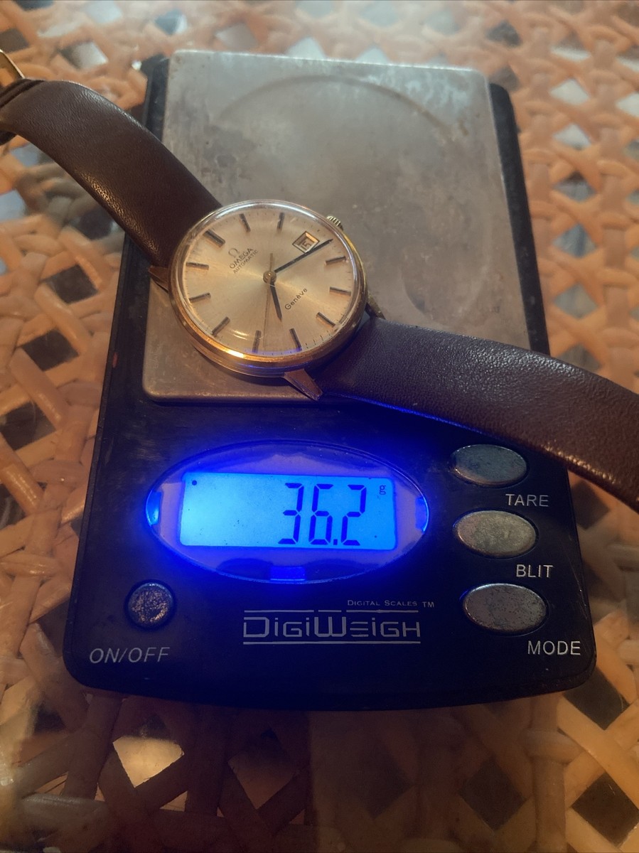 Original Mens Vintage Omega Geneve Date 18k 750 Gold Cal 565