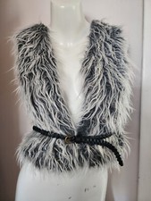 Girlz Size 14 Grey Sleeveless Fur Vest With Belt Fashion