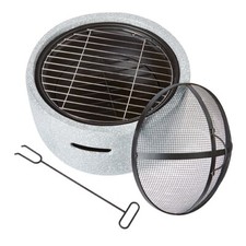 Fire Pit Large Faux Concrete 45cm Fire Pit Base  Cover Fork Iron Pot and Gril