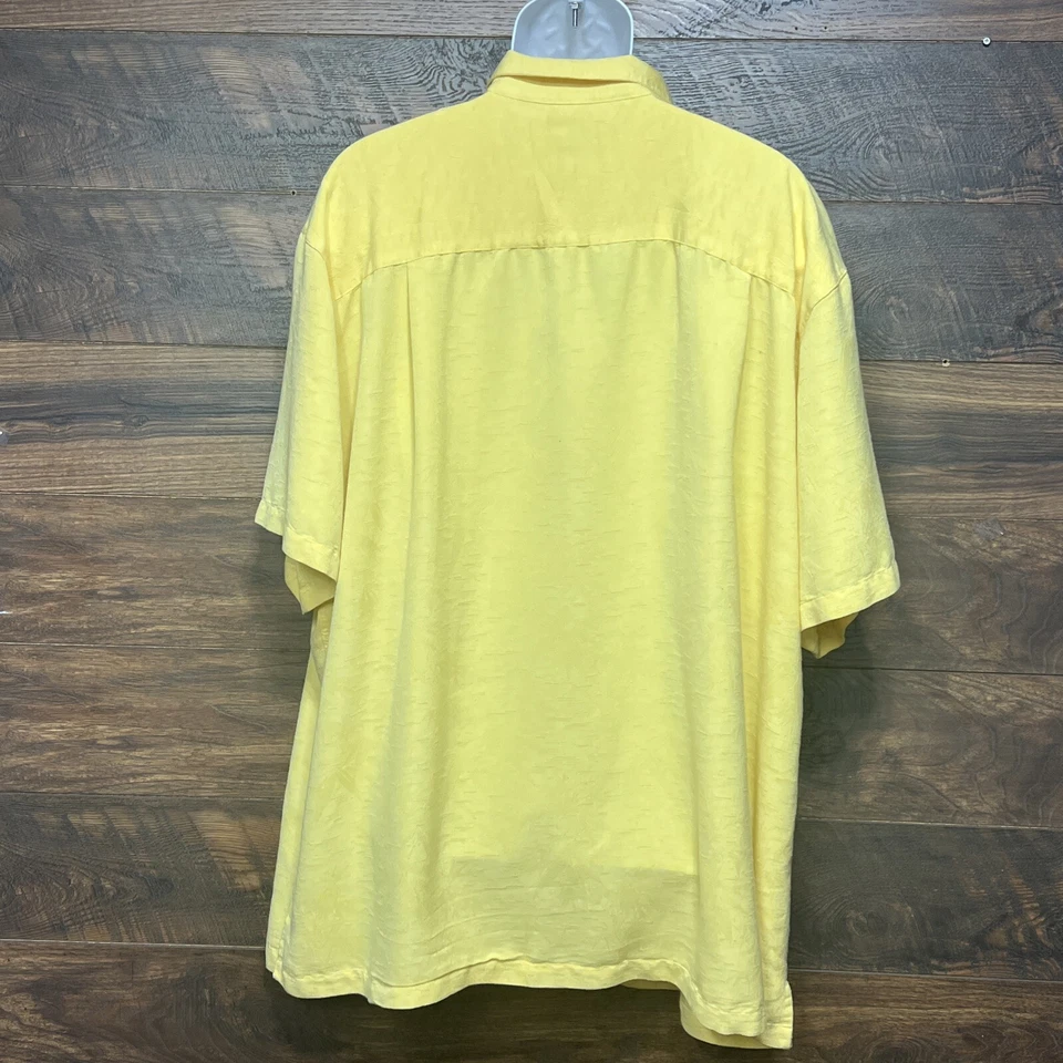 Caribbean Joe Let Go Adult Mens 3XL Yellow Textured Short Sleeve Hawaiian Shirt - Image 3 of 4