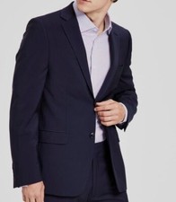  450 Calvin Klein Mens Blue Skinny-Fit Wool Stretch Blazer Sport Coat Jacket 46R