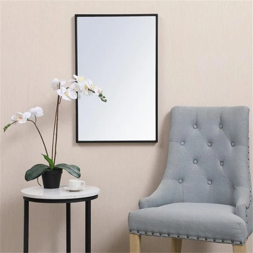 Elegant Decor Eternity 18" x 28" Modern Metal Frame Mirror in Black - Picture 2 of 9