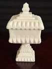 Vtg Westmoreland White Milk Glass Pedestal Square Covered Candy Cake Dish 9" T