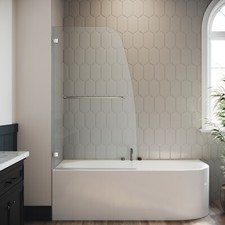 ELEGANT 34" x 58" Bathtub Shower Door Frameless Swing Shower Screen 5/16" Glass