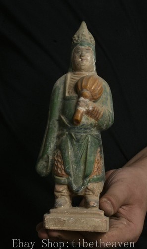8.8" Rare Old Chinese Tangsancai Ceramics Civil Official Hold hammer Sculpture - Picture 2 of 12