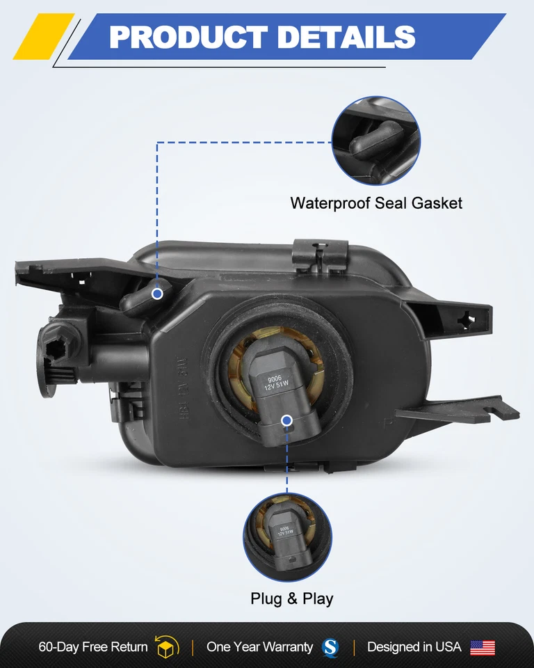 Pair Clear Lens Fog Lights Bumper Lamps for 2001-2004 Mercedes Benz SLK 320 - Image 4 of 4