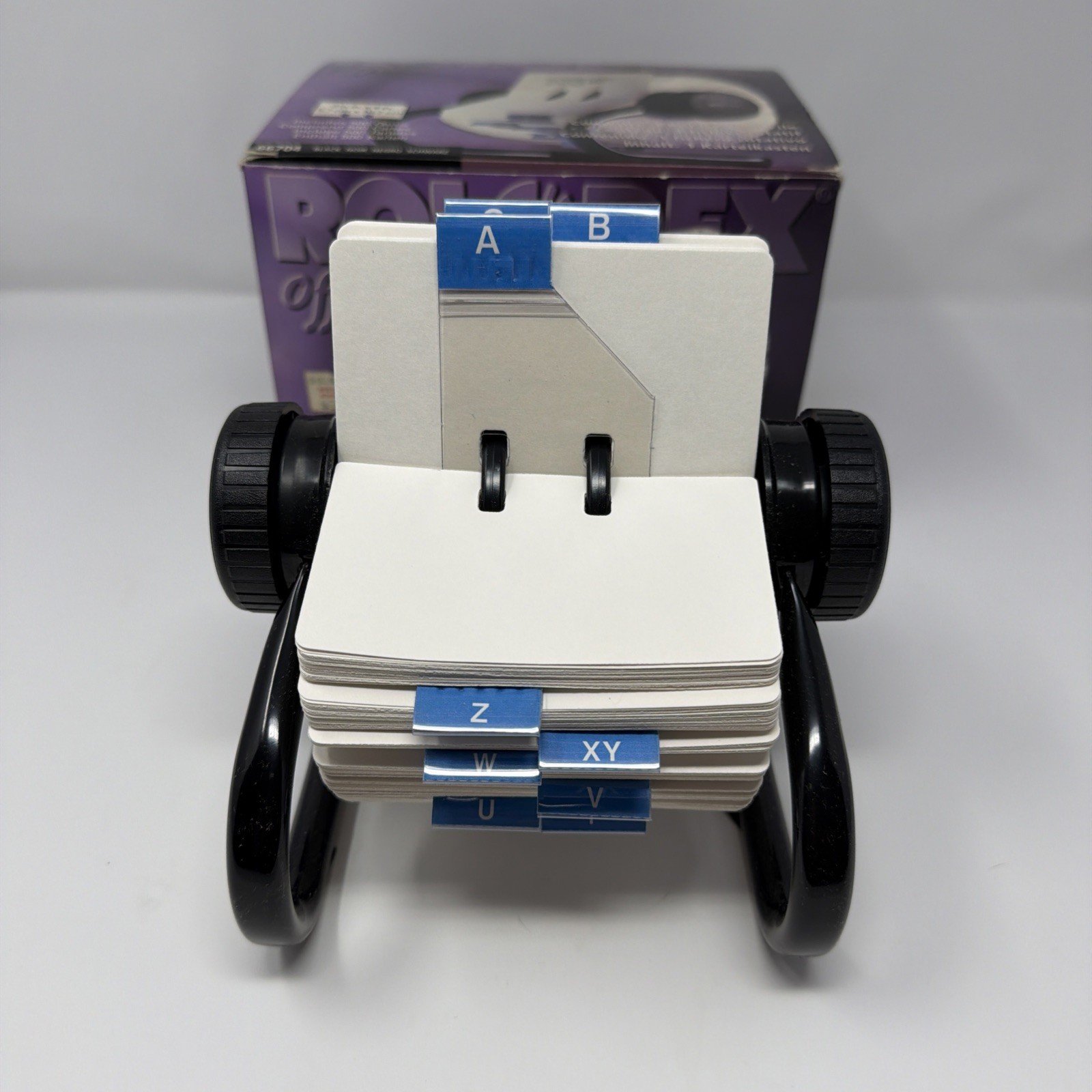 Rolodex Open Rotary Card File - 2-1/4 x 4 Blank Cards - Black - Model 66704
