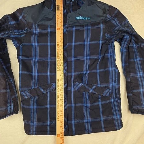 Vintage adidas Neo Label Tartan Jacket Size L/XL Blue Tartan Winter Coat image 7