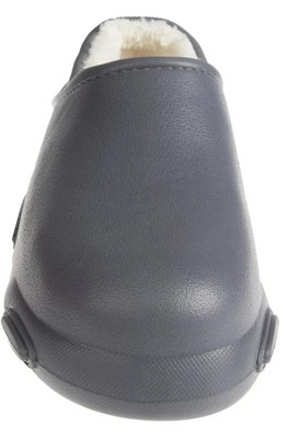 FOAMWALK Men's Clogs Soft Comfortable EVA Clog with Faux Fur Lining Gray Size 8