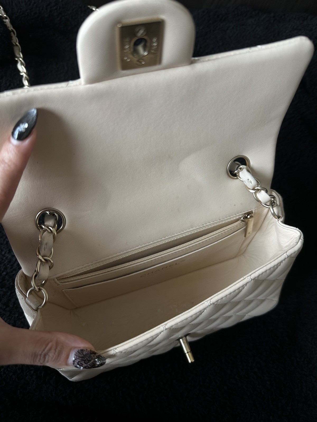 Chanel Rectangular Classic Mini Flap Bag Beige La… - image 10