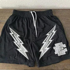Eric Emanuel Black Mesh Lightning Shorts - M