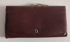 Vintage Geldb&ouml;rse mit Metallb&uuml;gel Glattleder Bordeaux Rot 16 X 9 X 1 cm.