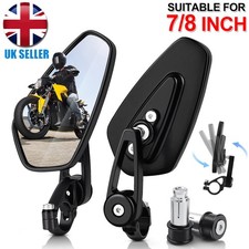 Pair Motorcycle Handle Bar End Mirrors Side Rearview Mirrors 7/8" Universal NEW