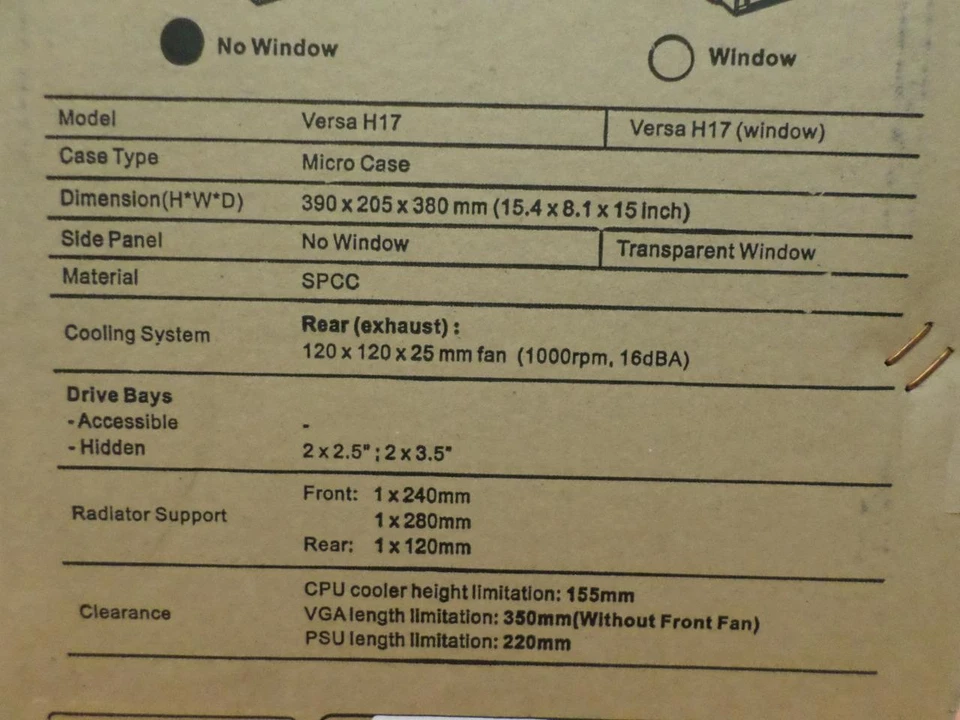 Thermaltake Versa H17 Micro Case CA-1J1-00S1NN-00 - Image 4 of 4