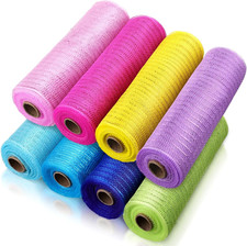 8 Rolls Deco Mesh Ribbon for Wreath Making 10In X 30Ft Red White Blue Coloful Po