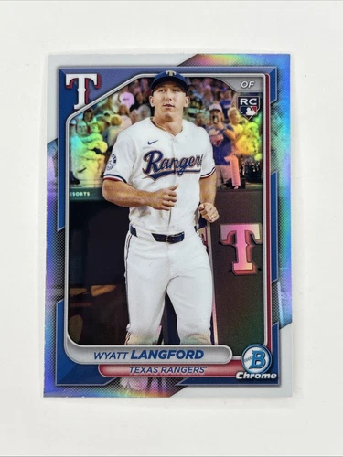 Wyatt Langford 2024 Bowman Chrome Rookie Image Variation Refractor Rangers #71