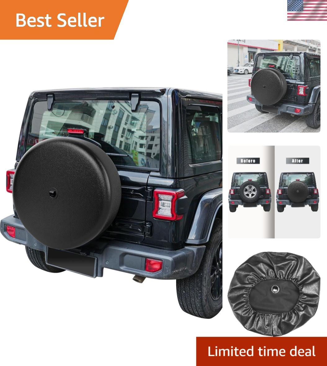 Durable Black Tire Cover with Camera Hole for Jeep Wrangler JL - UV Protection