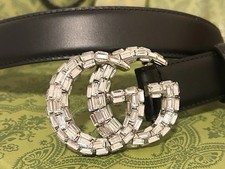 Gucci Crystal Belt Interlocking G w/ Box  Dust Bag - 85/34