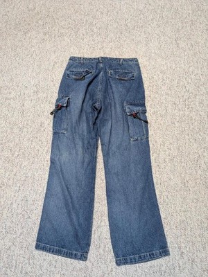 vintage POLO by RALPH LAUREN cargo BAGGY jeans 32x32 blue MILITARY