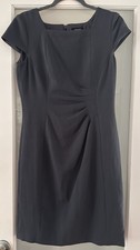 Tahari Size 6 Gray Sheath Dress Cap Sleeve Ruched Waist Business Career Work