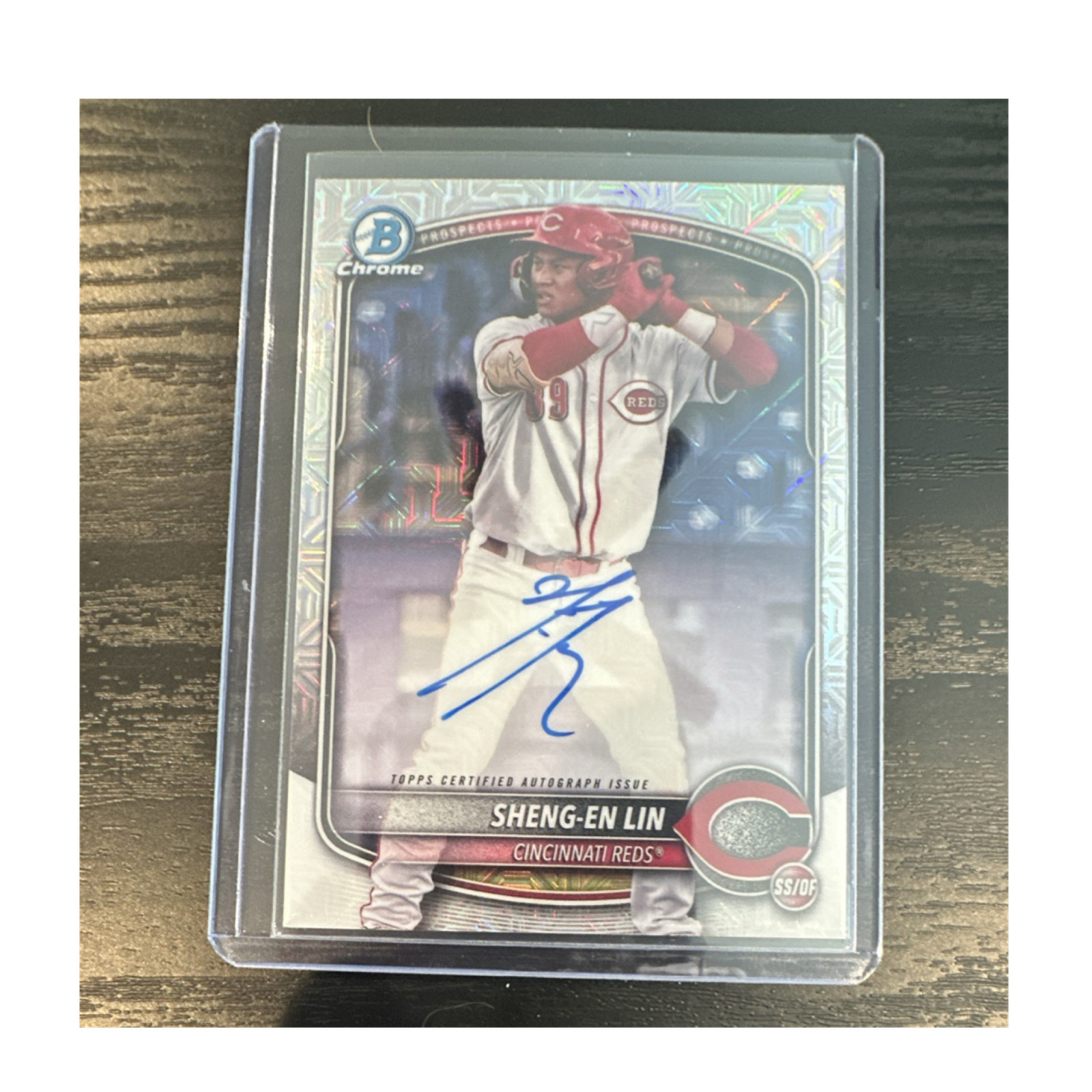 2025 Topps Bowman Chrome Prospect Mega Box Sheng-En Lin Auto #BMA-SL Reds