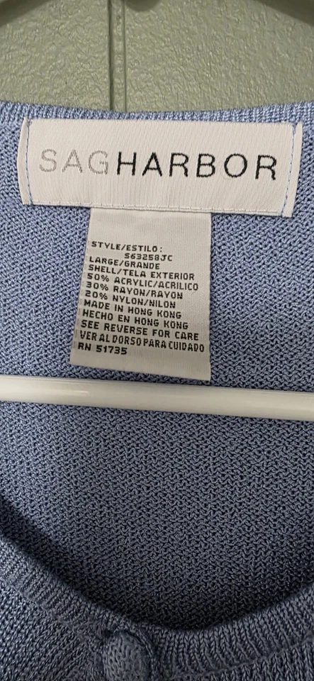 Suéter listrado azul Sag Harbor, tamanho grande - Imagem 3 de 3
