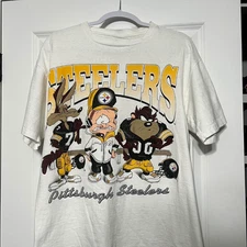 90s Pittsburgh Steelers Looney Tunes Reprint classic style T shirt cotton NH2887