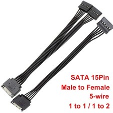 SATA Power Extension Cable 2PCS 11.8Inch Black 15Pin Male to Female...